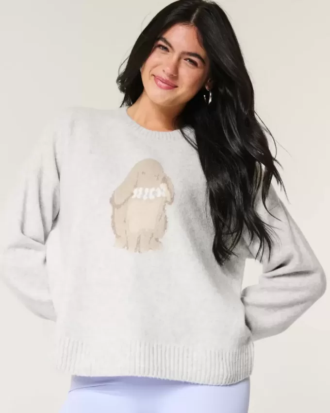 Hollister – Bequemer Rundhalspullover mit Cloud Bunny-Grafik