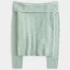 Hollister – Bequemer, schulterfreier Pullover mit Cloud-Stickerei Hollister – Bequemer, schulterfreier Pullover mit Cloud-Stickerei