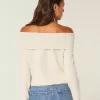 Hollister – Bequemer, schulterfreier Pullover mit Umschlag in Cloud