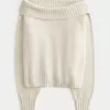 Hollister – Bequemer, schulterfreier Pullover mit Umschlag in Cloud