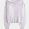 Hollister – Bequemer, schulterfreier Pullover mit Umschlag in Cloud