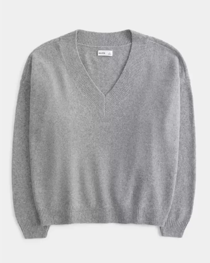 Hollister – Comfy Cloud – Oversize-Pullover mit V-Ausschnitt