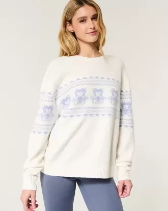 Hollister – Comfy Cloud – Rundhalspullover mit Teddybär-Grafik