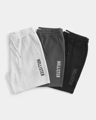 Hollister – Feel Good – Fleece-Shorts mit Logo bis zur Mitte des Oberschenkels, 3er-Pack