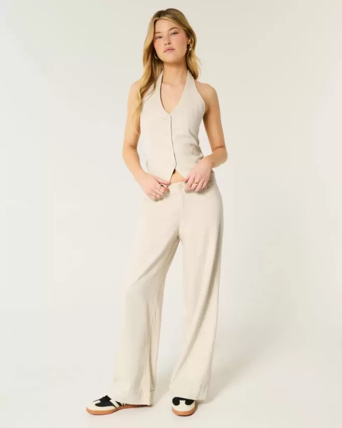Hollister – Livvy – Hose mit niedriger Leibhöhe und weitem Bein