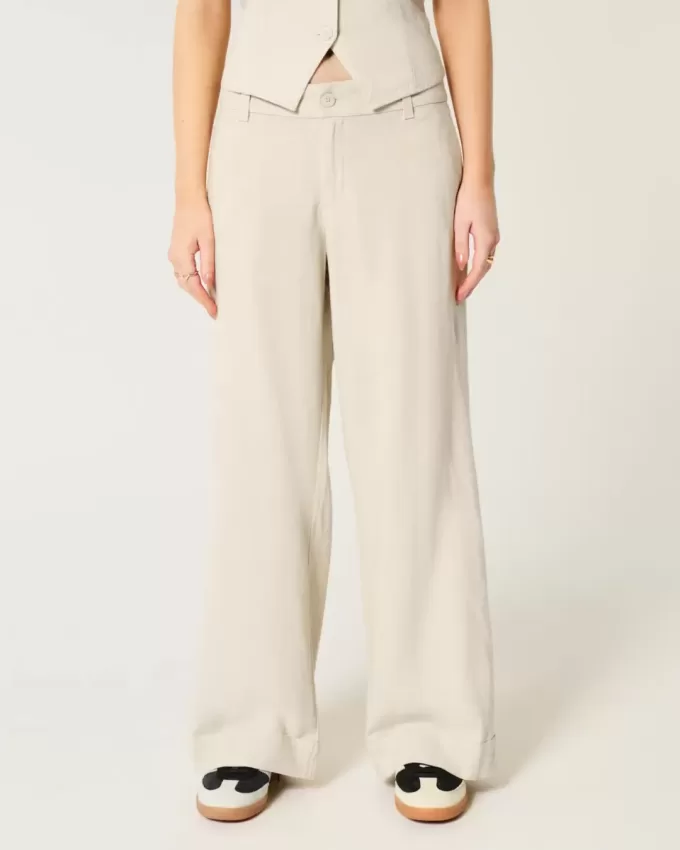 Hollister – Livvy – Hose mit niedriger Leibhöhe und weitem Bein