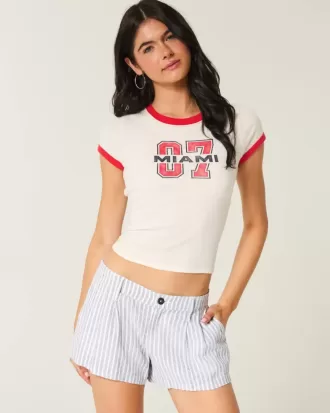 Hollister – Livvy – Shorts aus Leinenmischung mit niedriger Taille