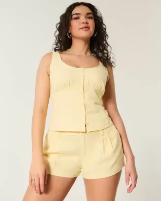 Hollister – Livvy – Shorts aus Leinenmischung mit niedriger Taille