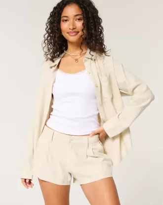 Hollister – Livvy – Shorts aus Leinenmischung mit niedriger Taille, 7,6 cm