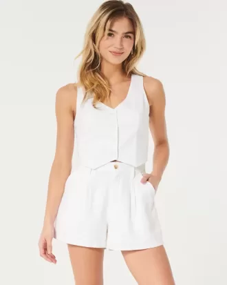 Hollister – Livvy – Shorts aus Leinenmischung mit ultrahohem Bund