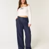 Hollister – Livvy – Ultrahoch geschnittene Hose aus Leinenmischung mit weitem Bein Hollister – Livvy – Ultrahoch geschnittene Hose aus Leinenmischung mit weitem Bein