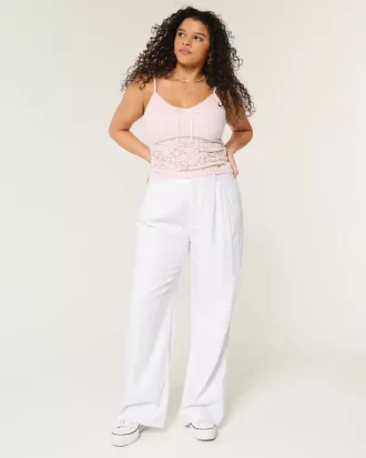 Hollister – Livvy – Ultrahoch geschnittene Hose aus Leinenmischung mit weitem Bein