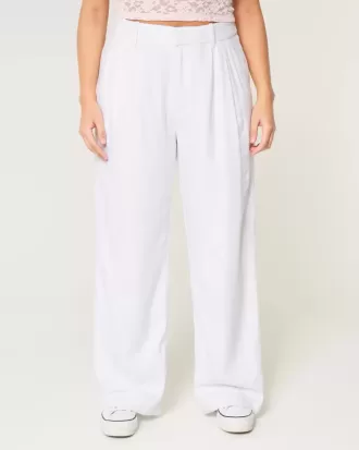 Hollister – Livvy – Ultrahoch geschnittene Hose aus Leinenmischung mit weitem Bein