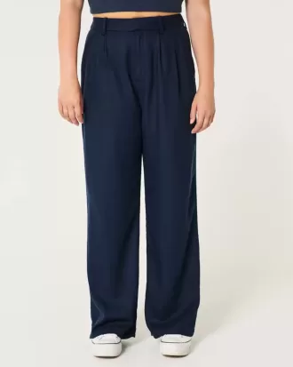 Hollister – Livvy – Ultrahoch geschnittene Hose aus Leinenmischung mit weitem Bein