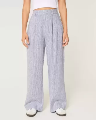 Hollister – Livvy – Ultrahoch geschnittene Hose aus Leinenmischung mit weitem Bein