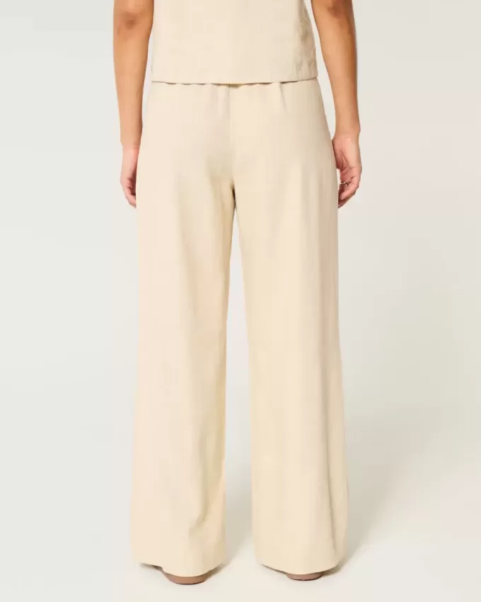 Hollister – Livvy – Ultrahoch geschnittene Hose aus Leinenmischung mit weitem Bein Hollister – Livvy – Ultrahoch geschnittene Hose aus Leinenmischung mit weitem Bein