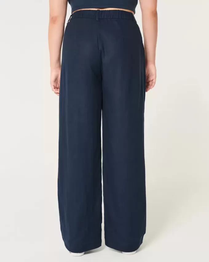 Hollister – Livvy – Ultrahoch geschnittene Hose aus Leinenmischung mit weitem Bein Hollister – Livvy – Ultrahoch geschnittene Hose aus Leinenmischung mit weitem Bein