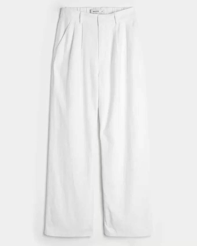 Hollister – Livvy – Ultrahoch geschnittene Hose aus Leinenmischung mit weitem Bein Hollister – Livvy – Ultrahoch geschnittene Hose aus Leinenmischung mit weitem Bein