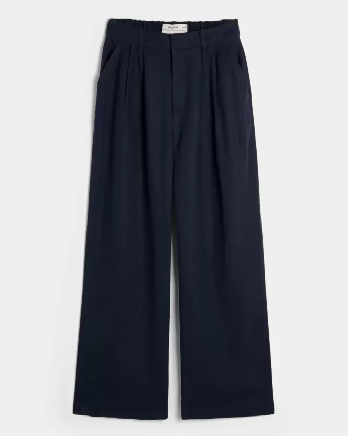 Hollister – Livvy – Ultrahoch geschnittene Hose aus Leinenmischung mit weitem Bein Hollister – Livvy – Ultrahoch geschnittene Hose aus Leinenmischung mit weitem Bein