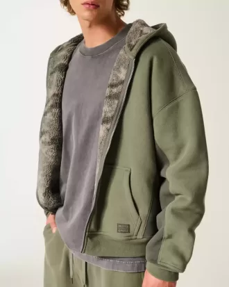 Hollister x Crocs – Kapuzenpullover mit Sherpa-Futter und Reißverschluss
