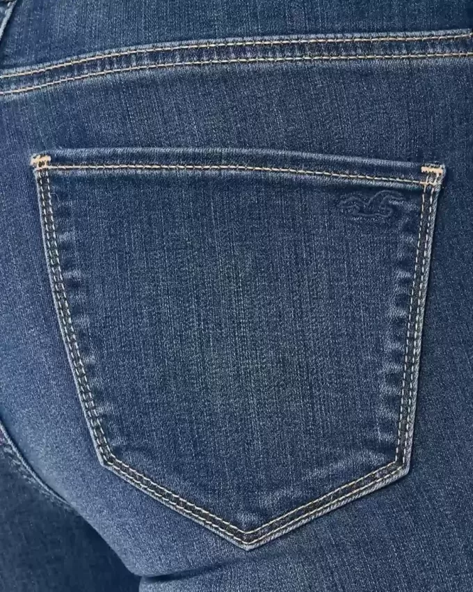 Jeans-Leggings mit hohem Bund und mittlerer Waschung Jeans-Leggings mit hohem Bund und mittlerer Waschung