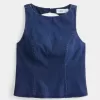 Jeansbluse mit offenem Rücken