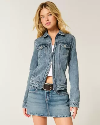 Jeansjacke mit Reißverschluss