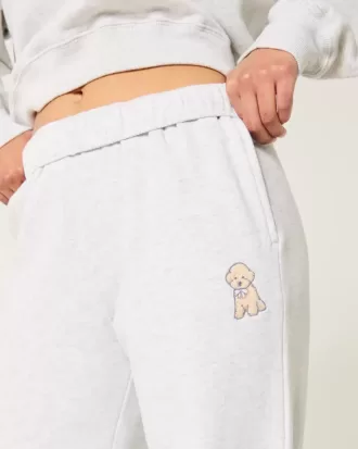 Jogginghose mit weitem Bein und Hundegrafik