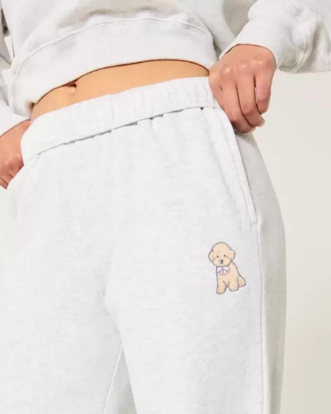 Jogginghose mit weitem Bein und Hundegrafik