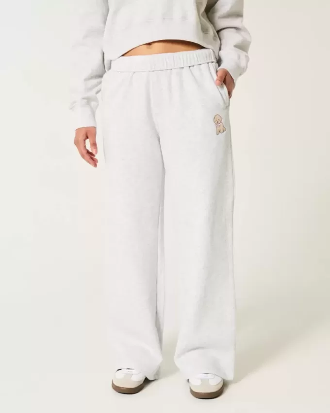 Jogginghose mit weitem Bein und Hundegrafik