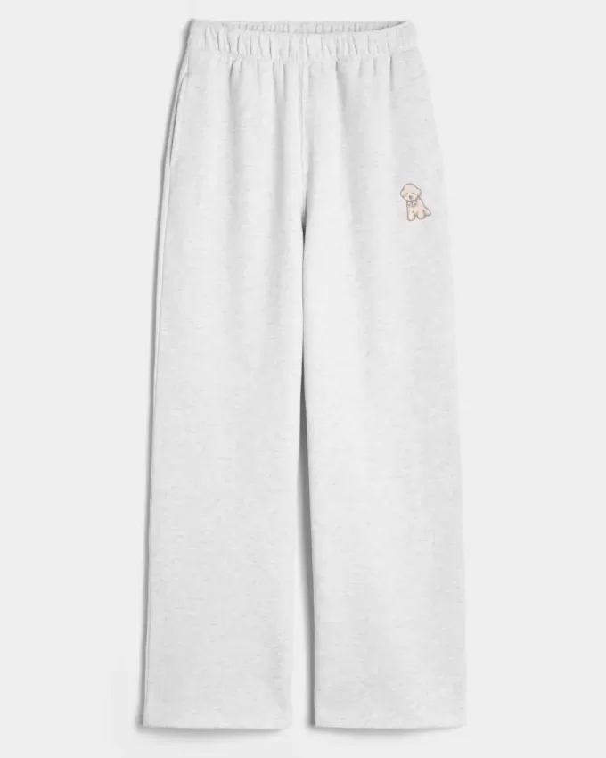 Jogginghose mit weitem Bein und Hundegrafik
