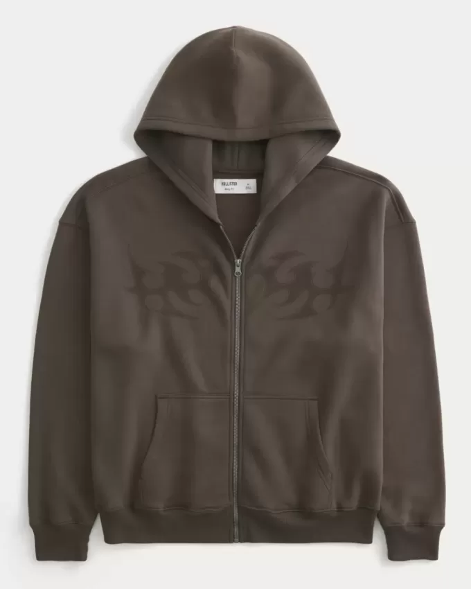 Kapuzenjacke mit Reißverschluss und Flammengrafik Kapuzenjacke mit Reißverschluss und Flammengrafik