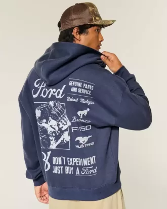 Kapuzenjacke mit Reißverschluss und Ford-Grafik