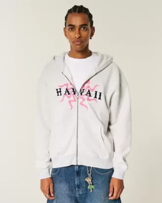 Kapuzenjacke mit Reißverschluss und Hawaii-Grafik