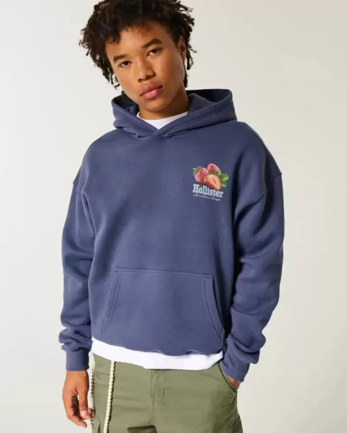 Kapuzenpullover mit Erdbeer-Logo-Grafik Kapuzenpullover mit Erdbeer-Logo-Grafik