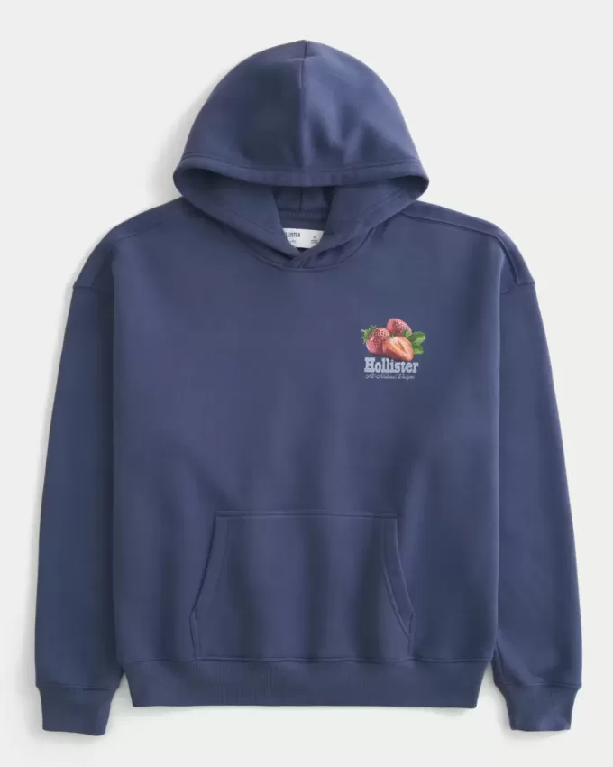 Kapuzenpullover mit Erdbeer-Logo-Grafik Kapuzenpullover mit Erdbeer-Logo-Grafik