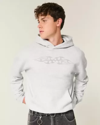 Kapuzenpullover mit kastenförmigem Flammen-Print
