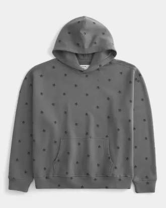 Kapuzenpullover mit kastenförmigem Sternmuster