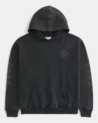 Kapuzenpullover mit kastiger Grafik