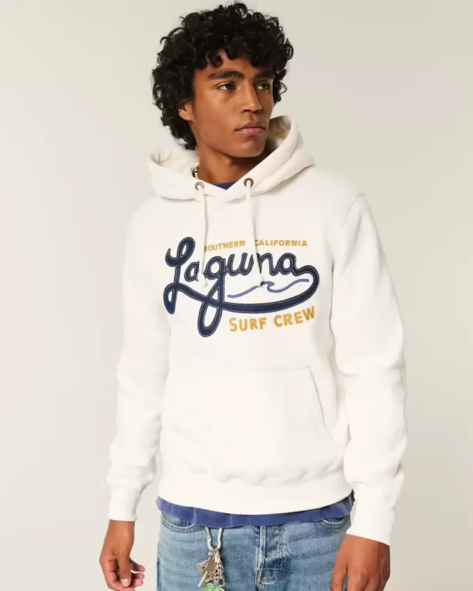 Kapuzenpullover mit Laguna-Grafik und Surf-Crew-Grafik und Waffelfutter Kapuzenpullover mit Laguna-Grafik und Surf-Crew-Grafik und Waffelfutter