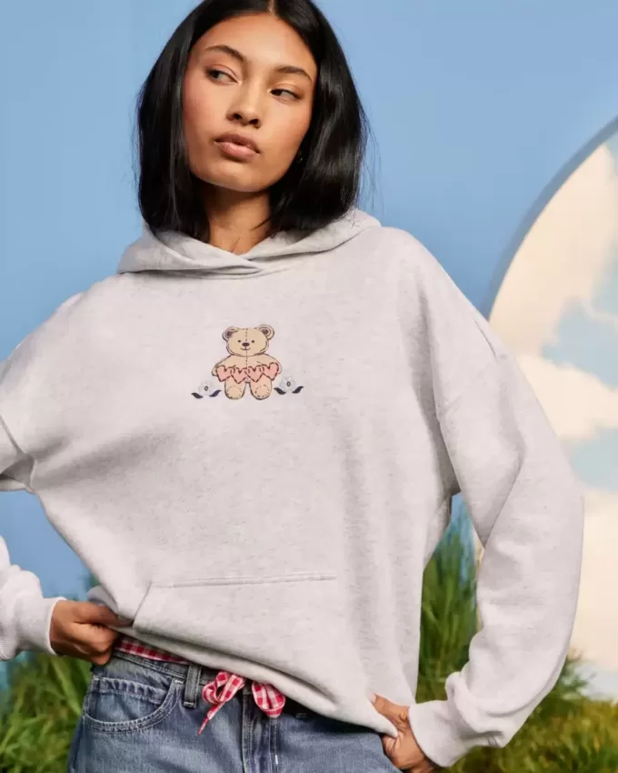 Kapuzenpullover mit Teddybär-Grafik Kapuzenpullover mit Teddybär-Grafik