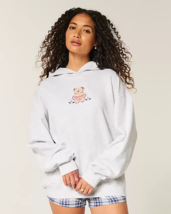 Kapuzenpullover mit Teddybär-Grafik Kapuzenpullover mit Teddybär-Grafik
