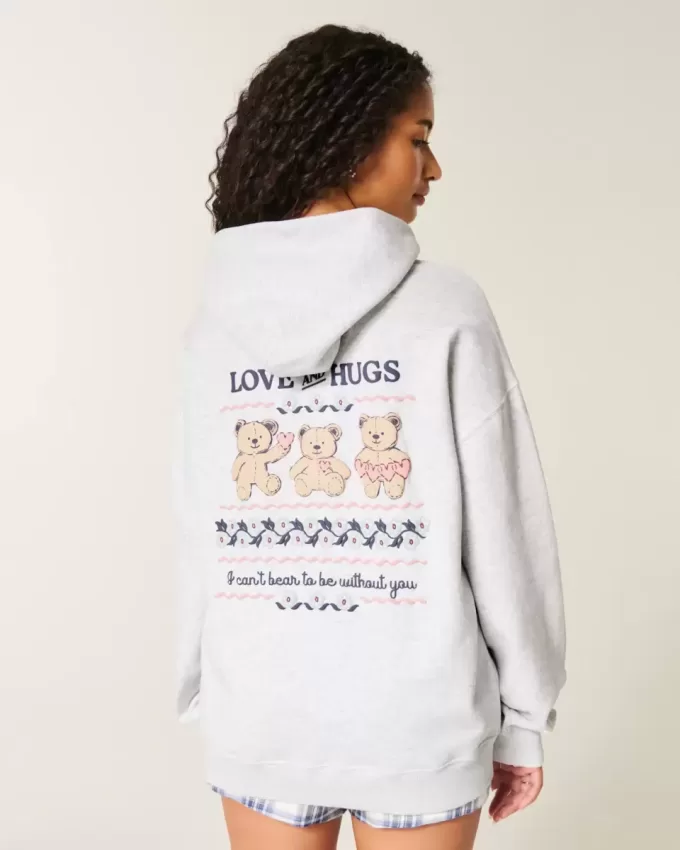 Kapuzenpullover mit Teddybär-Grafik Kapuzenpullover mit Teddybär-Grafik