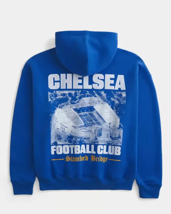 Kastenförmiger Chelsea FC-Kapuzenpullover mit Grafik Kastenförmiger Chelsea FC-Kapuzenpullover mit Grafik