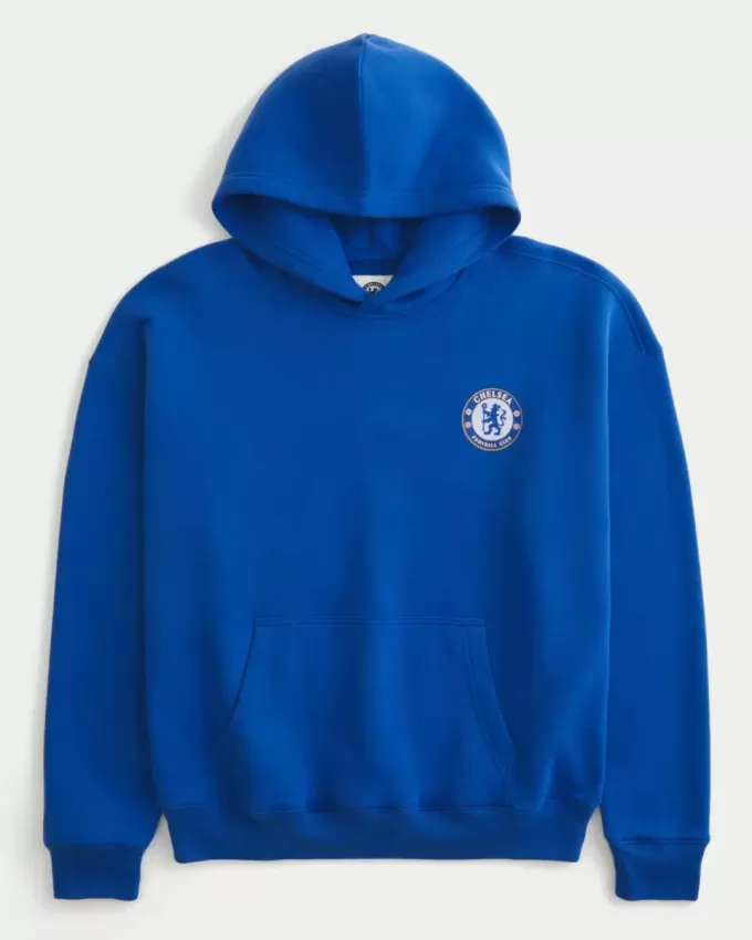 Kastenförmiger Chelsea FC-Kapuzenpullover mit Grafik Kastenförmiger Chelsea FC-Kapuzenpullover mit Grafik