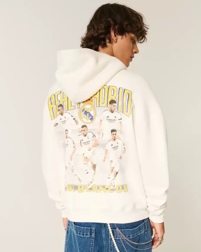 Kastenförmiger Hoodie mit Real Madrid CF-Grafik