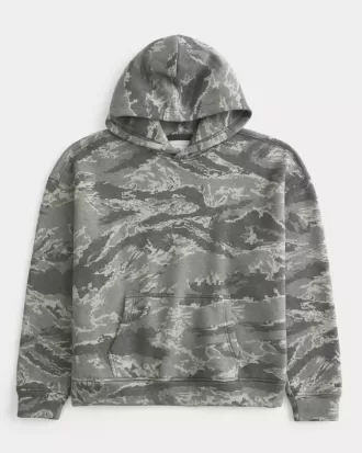 Kastenförmiger Kapuzenpullover mit Camouflage-Muster
