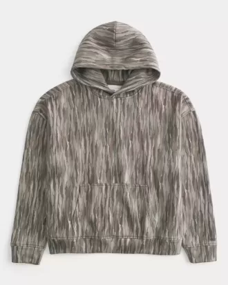 Kastenförmiger Kapuzenpullover mit Camouflage-Muster