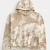 Kastenförmiger Kapuzenpullover mit Camouflage-Muster
