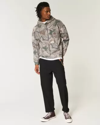 Kastenförmiger Kapuzenpullover mit Camouflage-Muster
